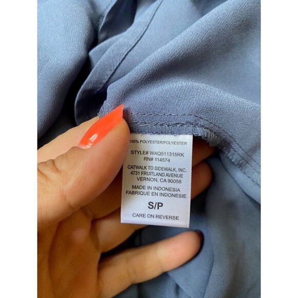 PLEIONE blouse vneck New womens small long sleeve dusty blue - Picture 6 of 6